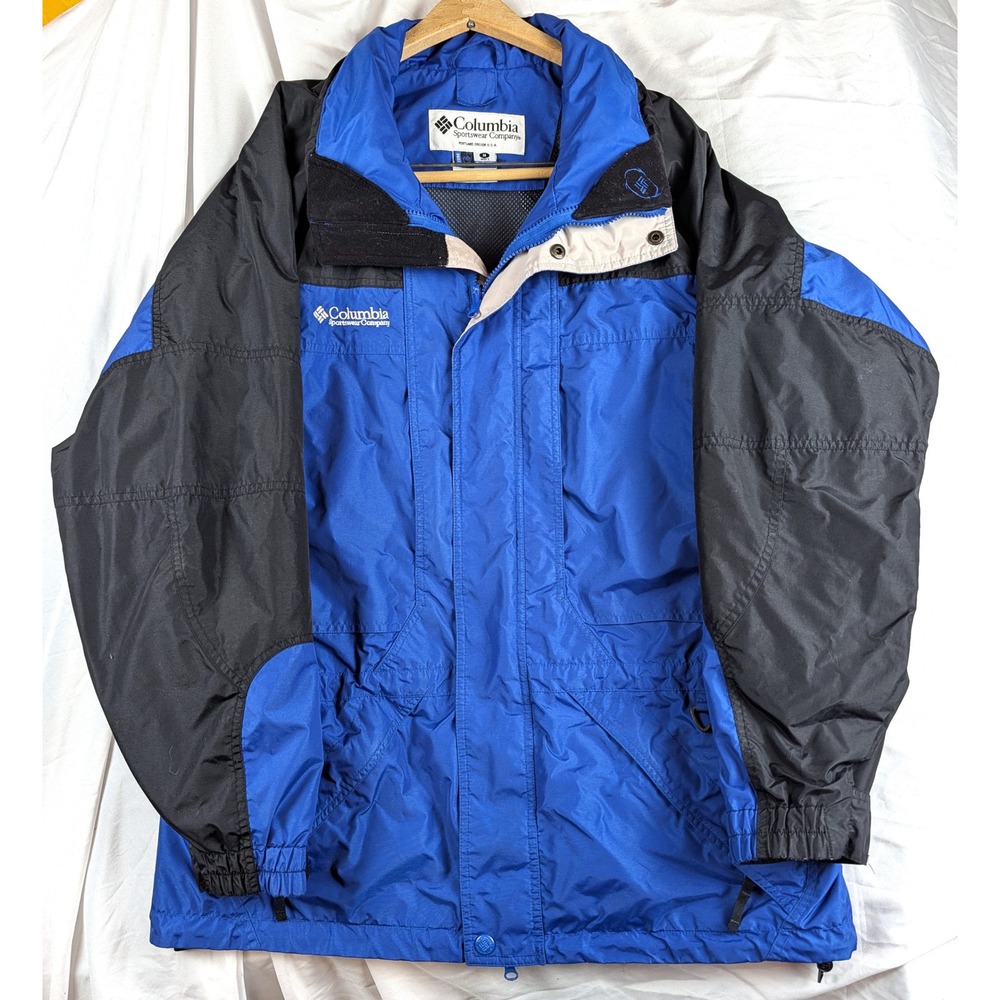 Vintage Columbia 90s Sportswear Mens Blue Black Colorblock Nylon Jacket Large
